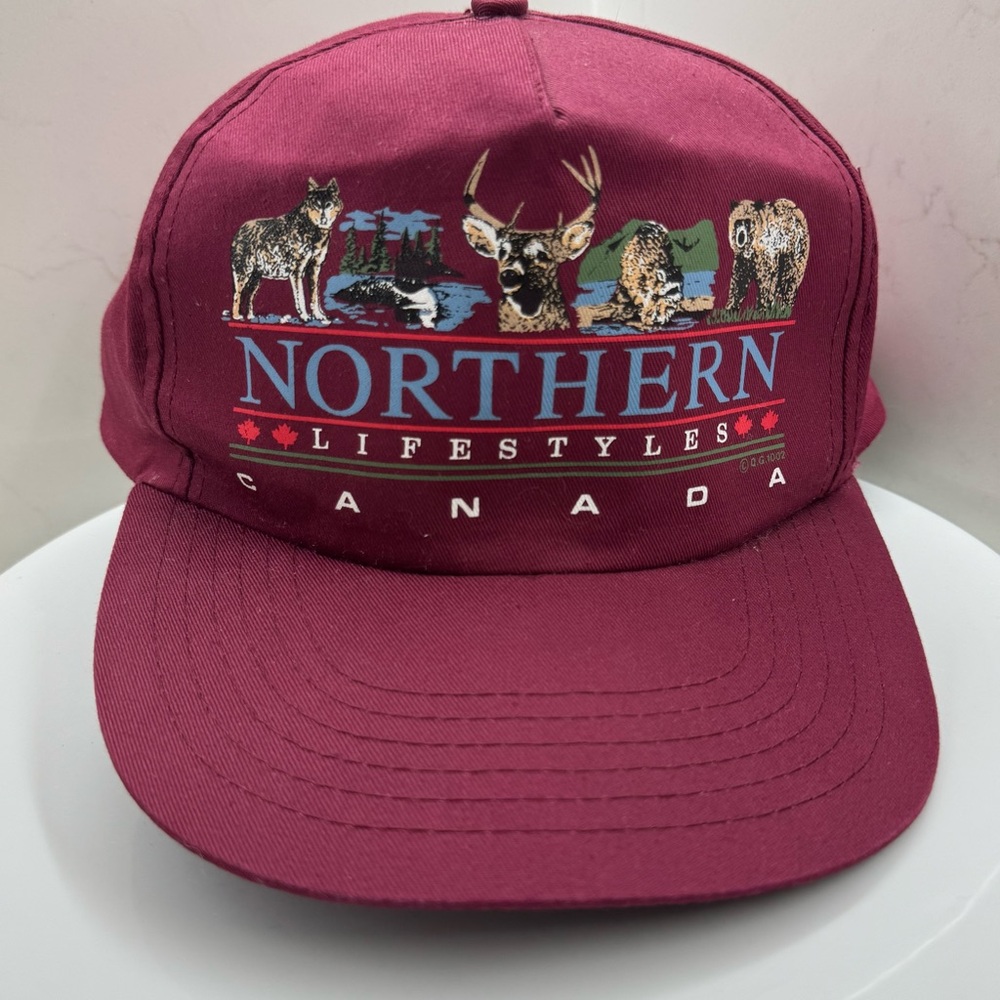 Vintage 90's Northern Lifestyles Canada maroon snapback hat one size